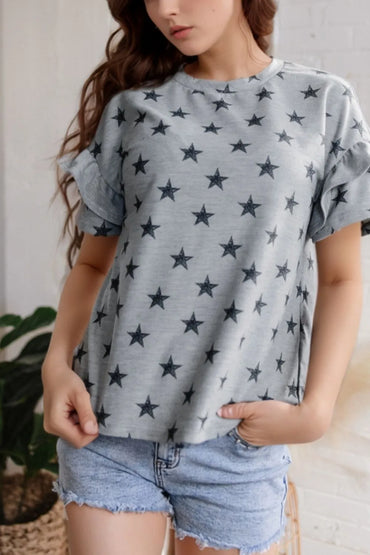 Simply Love: Star Print Tiered T-Shirt
