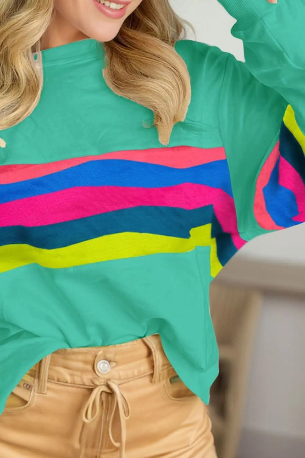 Chic long sleeve contrast top - Love Salve 