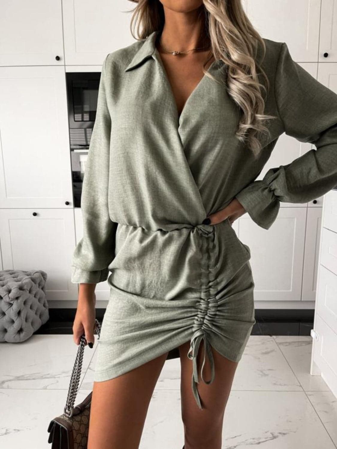 Sheer long sleeve mini dress