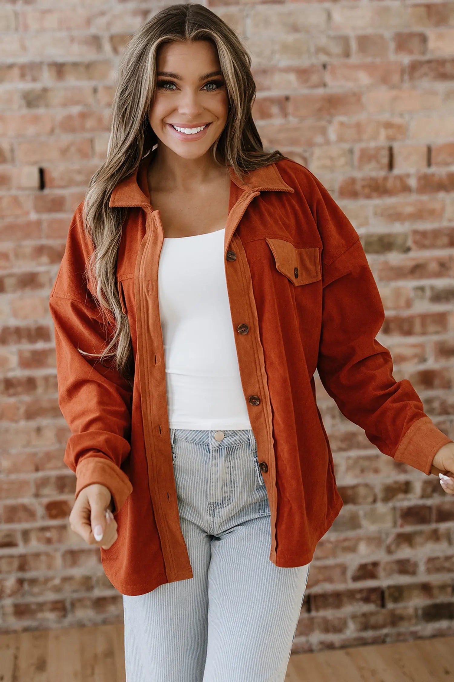 Dear-Lover Gold Velvet Shacket Women's Casual Flap Pockets Versatile Fall Layering Dear-Lover Dropshipping