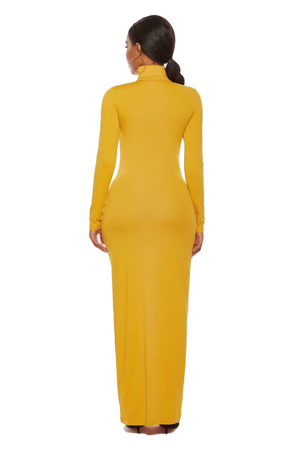 Mock Neck Long Sleeve Maxi Slim Dress.