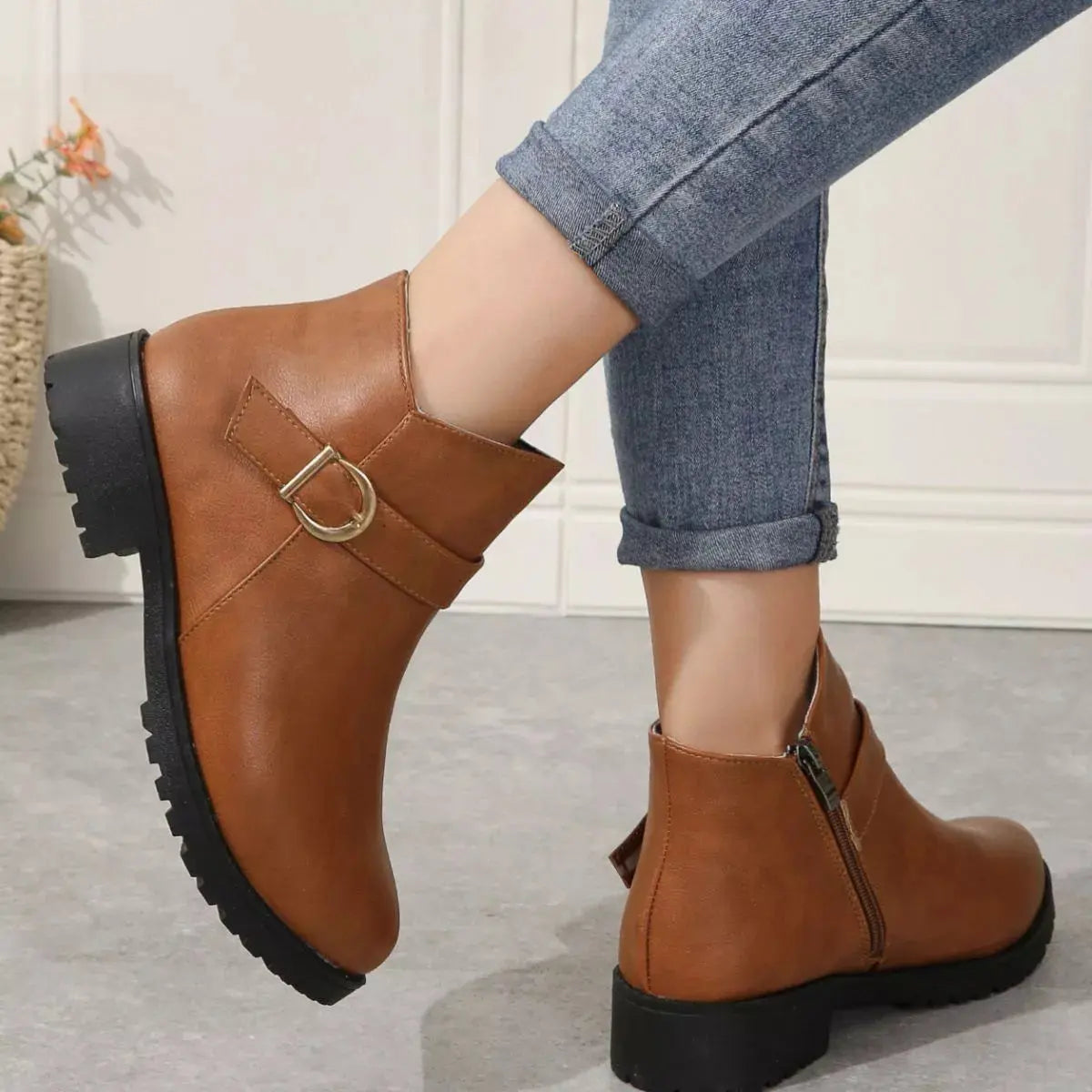 Round Toe Block Heels Boots Simply Love