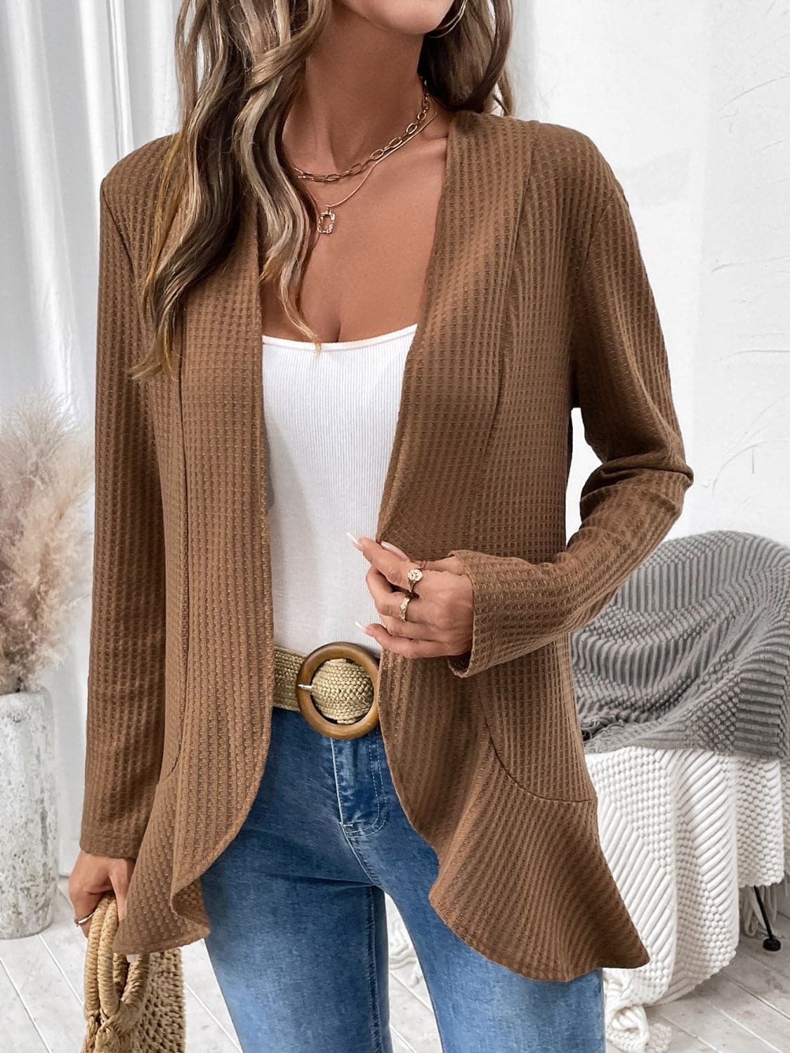 Chic long sleeve open cardigan