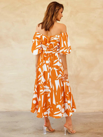 Printed Off-Shoulder Balloon Sleeve DressStep into Style with our Printed Off-Shoulder Balloon Sleeve Dress
 
 
Chic and Trendy: Elevate your wardrobe with this stylish off-shoulder dress featuring balloon Love Salve -Shoulder Balloon Sleeve DressColor