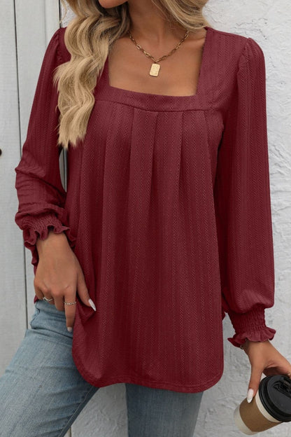 Square Neck Long Sleeve Top.