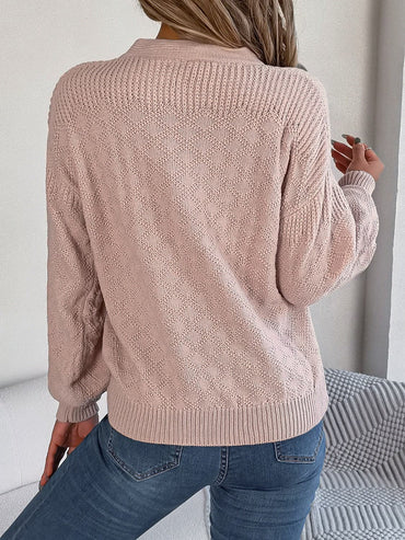 Chic half-button long sleeve pullover