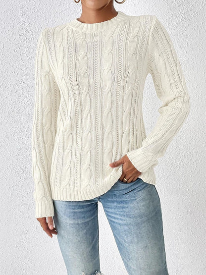 Cozy cable-knit sweater with round neckline