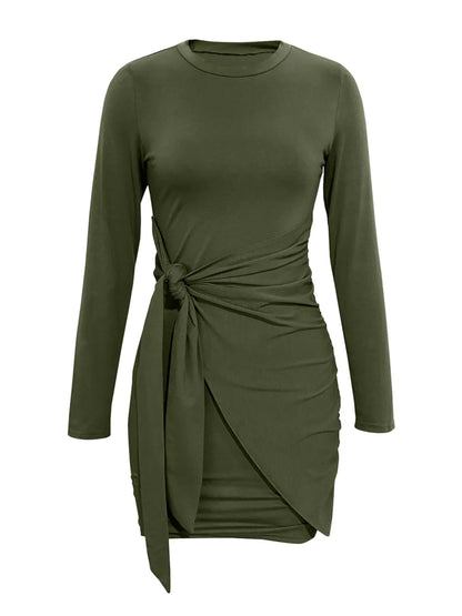 Round Neck Long Sleeve Bodycon Dress