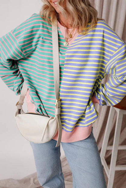 Chic striped long sleeve sweatshirt