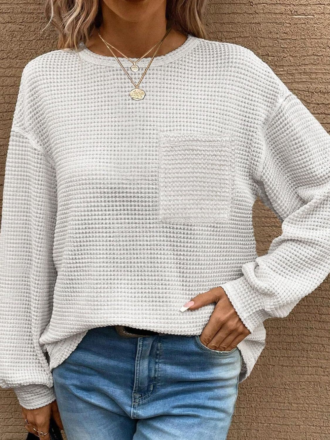 Round Neck Long Sleeve T-Shirt.