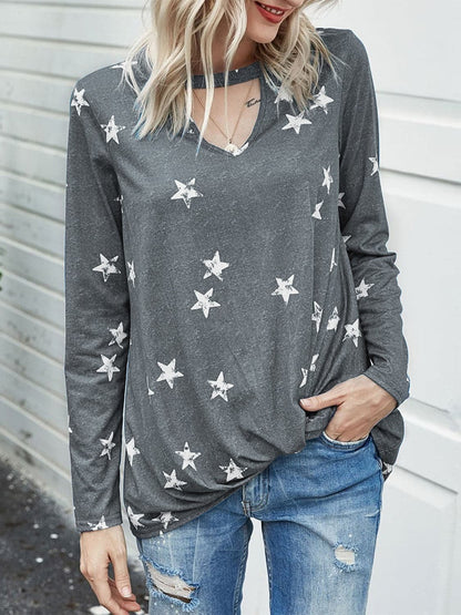 Stylish cutout long sleeve tee