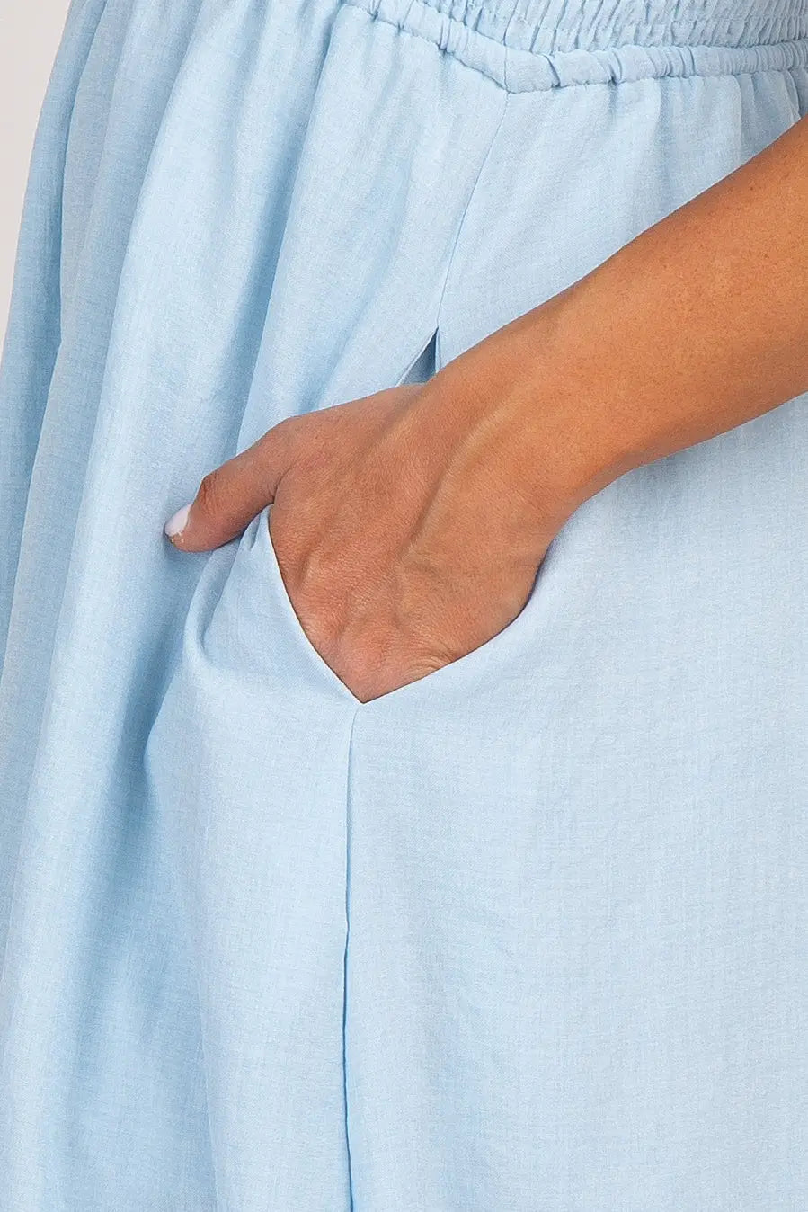 Light Blue Strap Tie Smocked Dress PinkBlush