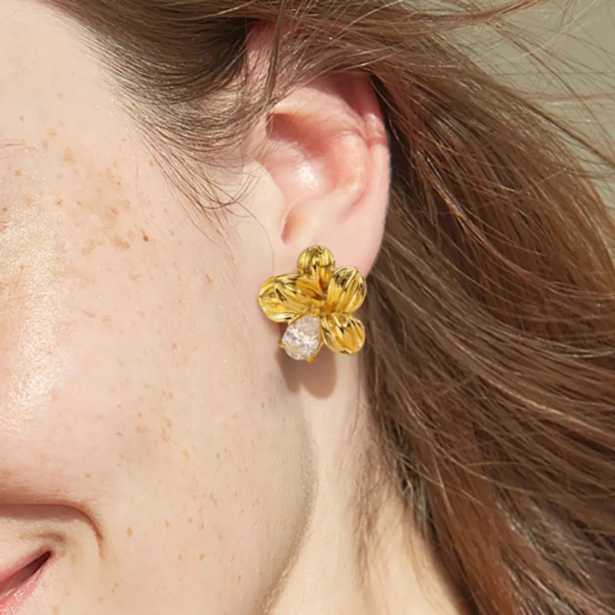 18K Gold-Plated Flower Stud Earrings Simply Love