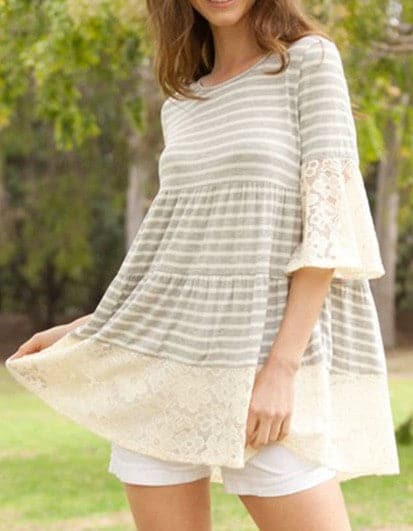 Lace Ruffle Sleeve Tiered Tunic.