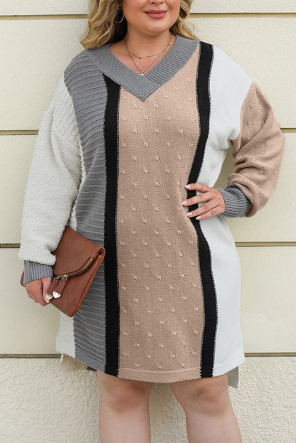 Chic plus size apricot sweater dress