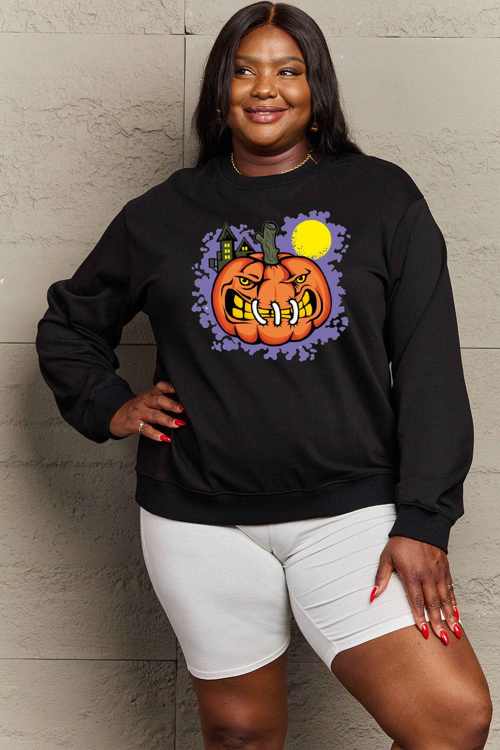 Simply Love Full Size Graphic Round Neck Sweatshirt.