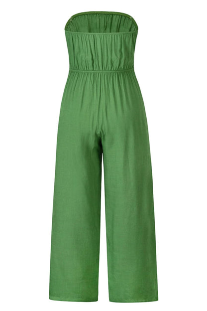 Tied Cutout Tube Wide Leg Jumpsuit.