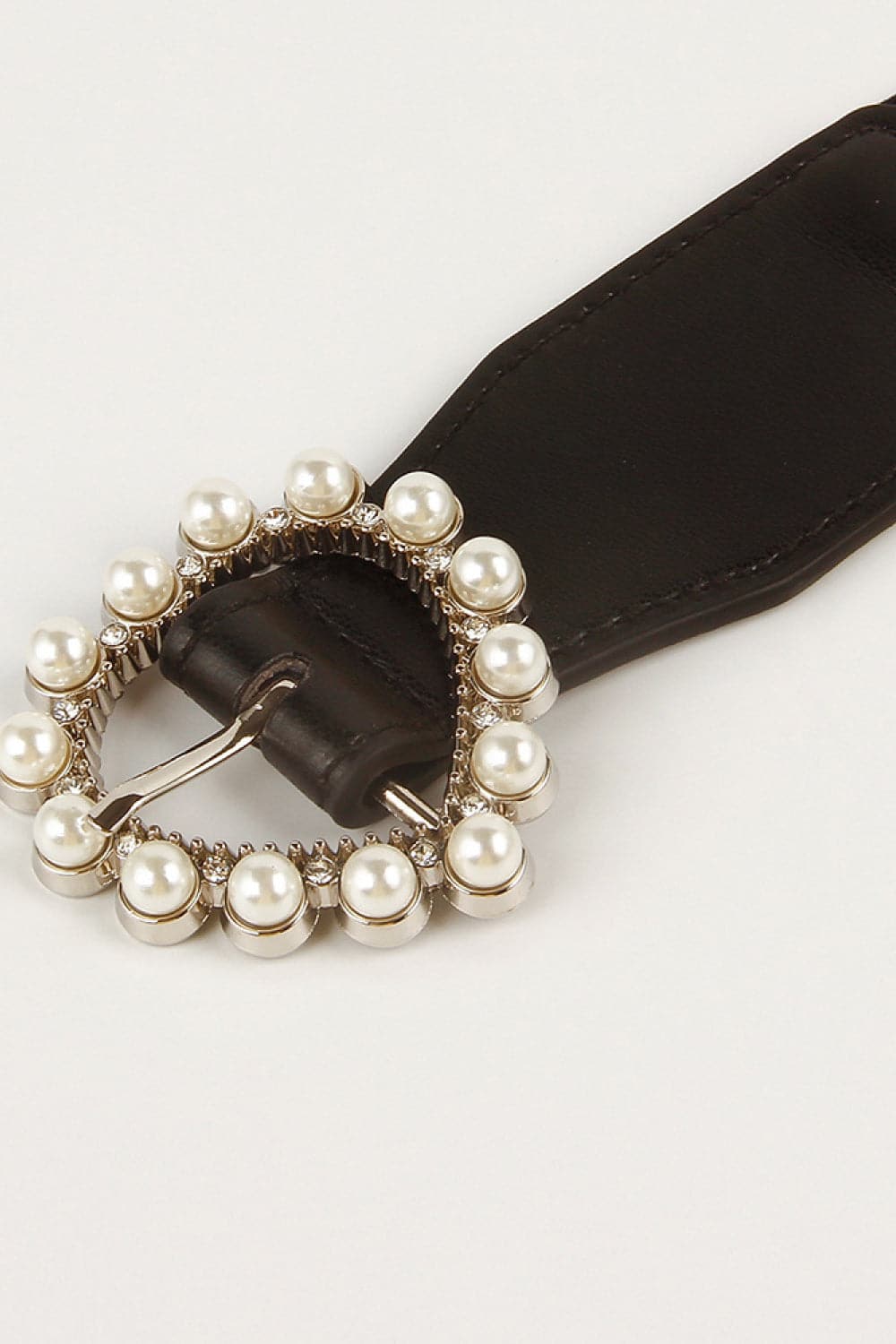 Pearl Heart Buckle Elastic Belt.