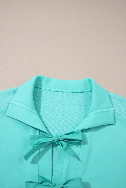 Moonlight Jade Bow Front Bracelet Sleeve Mini Dress