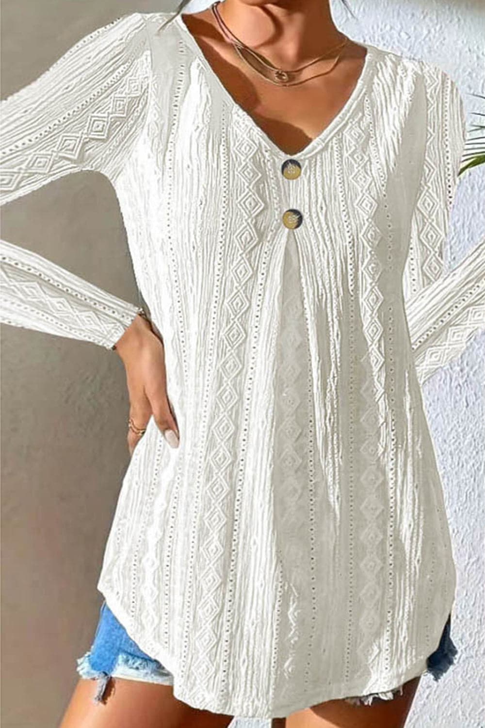 Chic V-neck long sleeve top