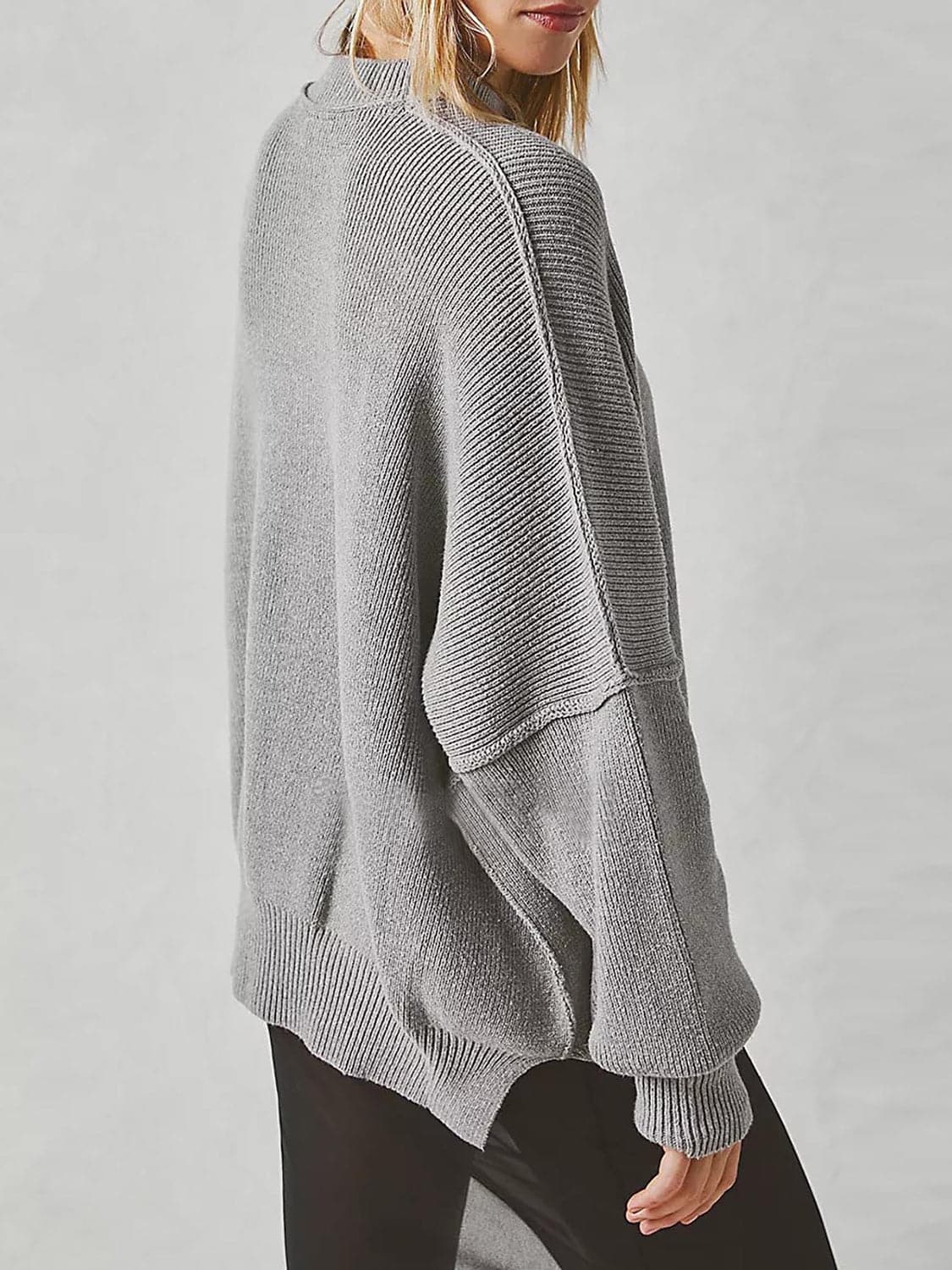 Cozy chic long sleeve sweater with side slits