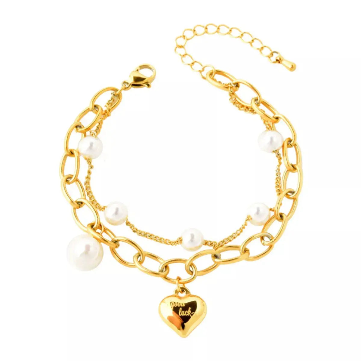 18K Gold-Plated Heart Charm Bracelet Simply Love