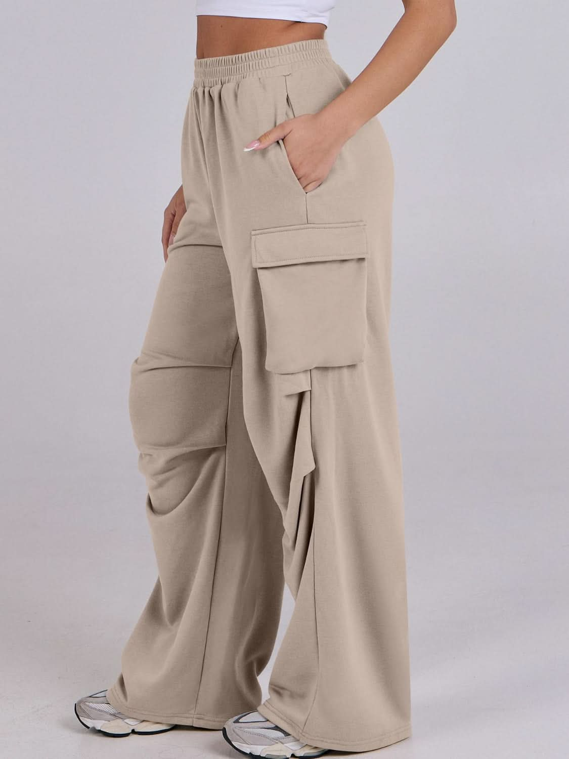 Wide-Leg Comfort Pants with Elastic Waist and Pockets