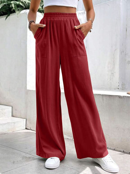 High-Rise Wide-Leg Trousers with Functional Pockets