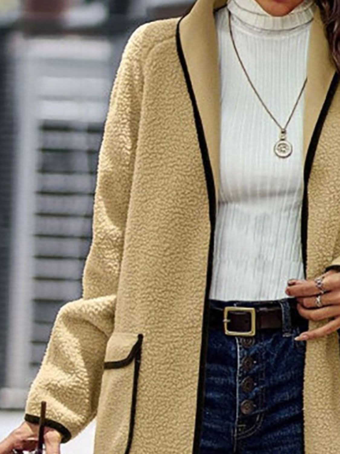 Chic long sleeve coat with pockets