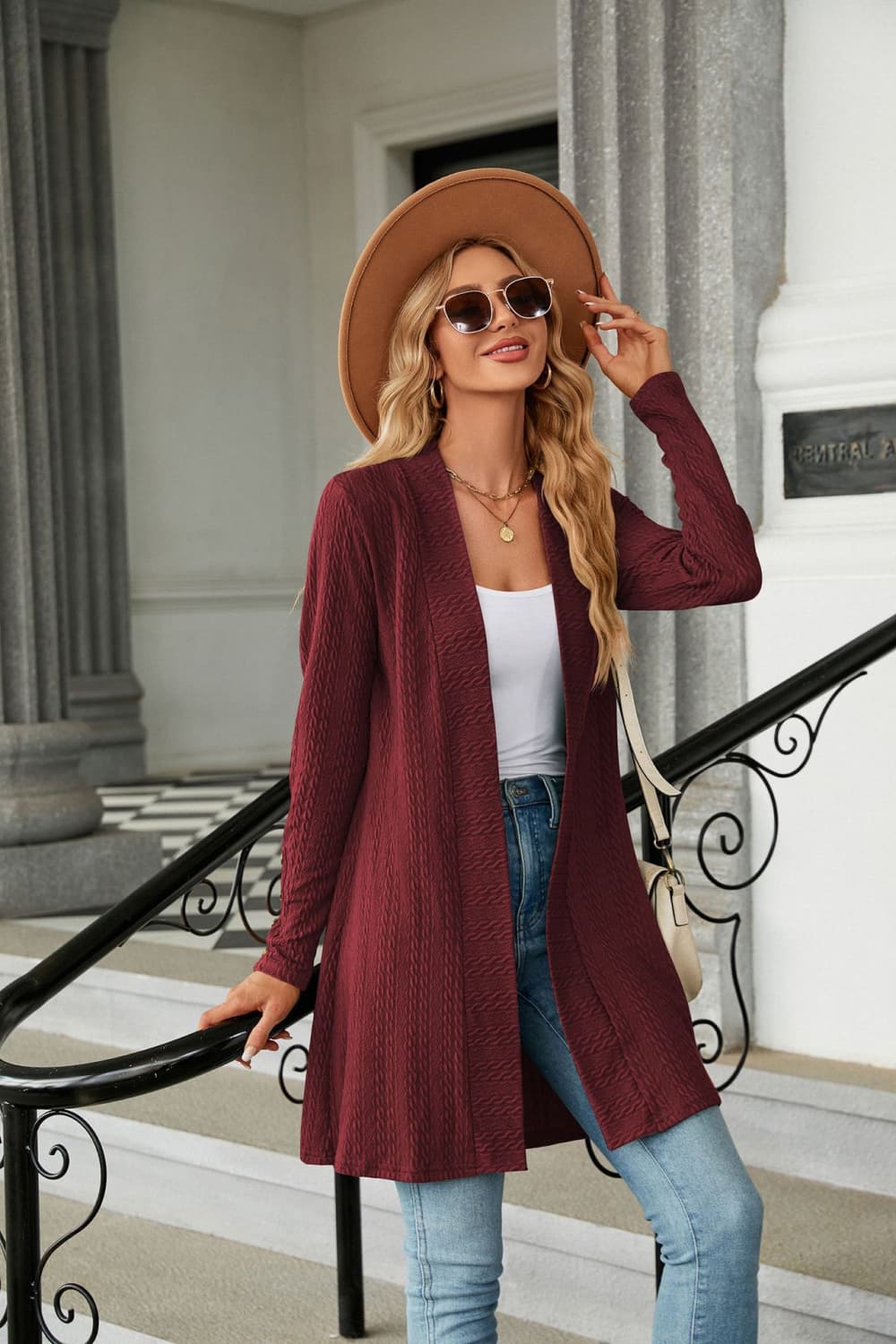 Long Sleeve Open Front Cardigan.