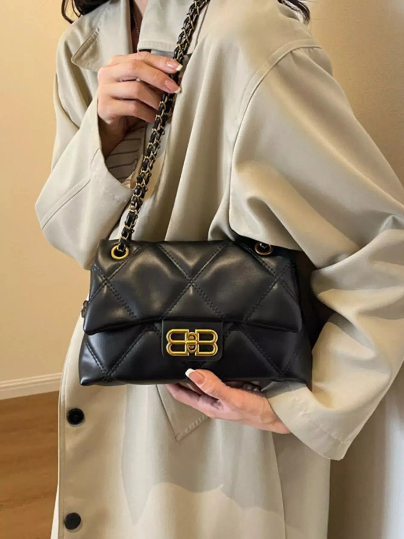 Quilted Flap Chain Crossbody Bag Simply Love