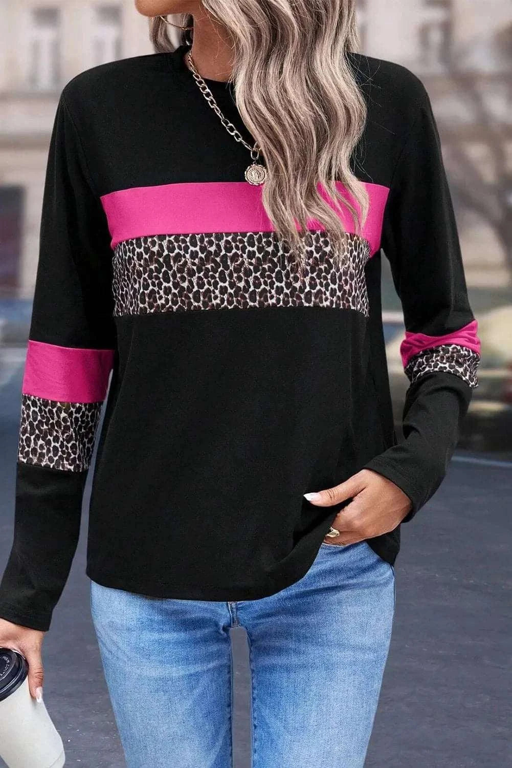 Leopard Round Neck Long Sleeve BlouseFeatures: Basic style
Sheer: Opaque
Stretch: Slightly stretchy
Material composition: 95% cotton, 5% elastane
Care instructions: Machine wash cold. Tumble dry low.
ImLove Salve Leopard Round Neck Long Sleeve BlouseShirts