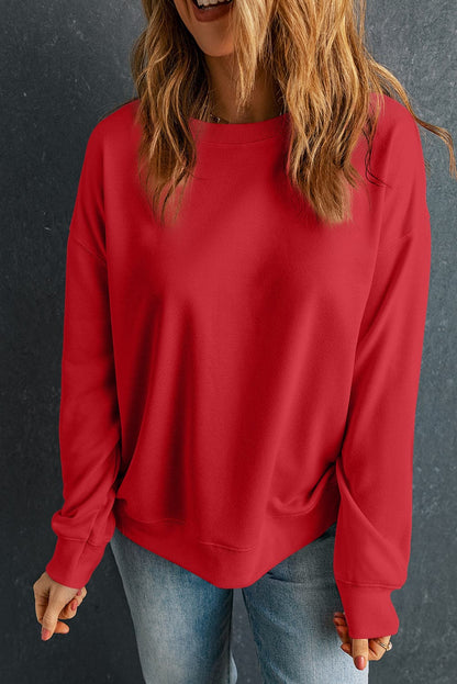 Round Neck Dropped Shoulder Sweatshirt.