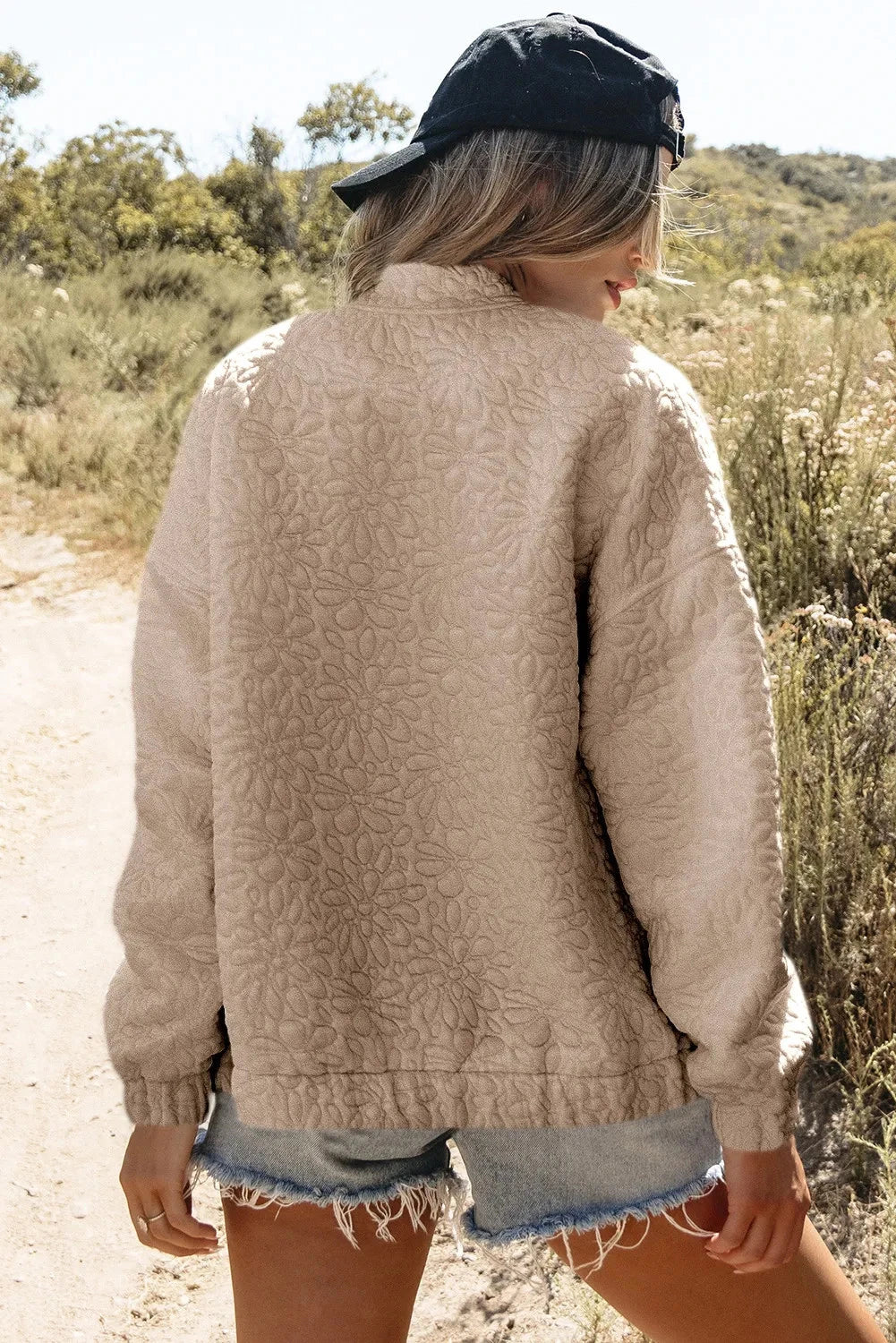 Baseball Collar Floral Quilted Jacket Coco’s Tee Boutique