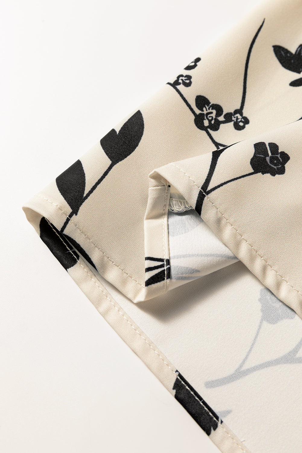 Premium Khaki Botanical Floral Print Split Neck Long Sleeve Blouse Dear-Lover Dropshipping