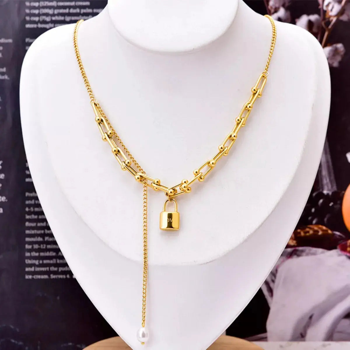 18K Gold-Plated Lock Pendant Necklace Simply Love