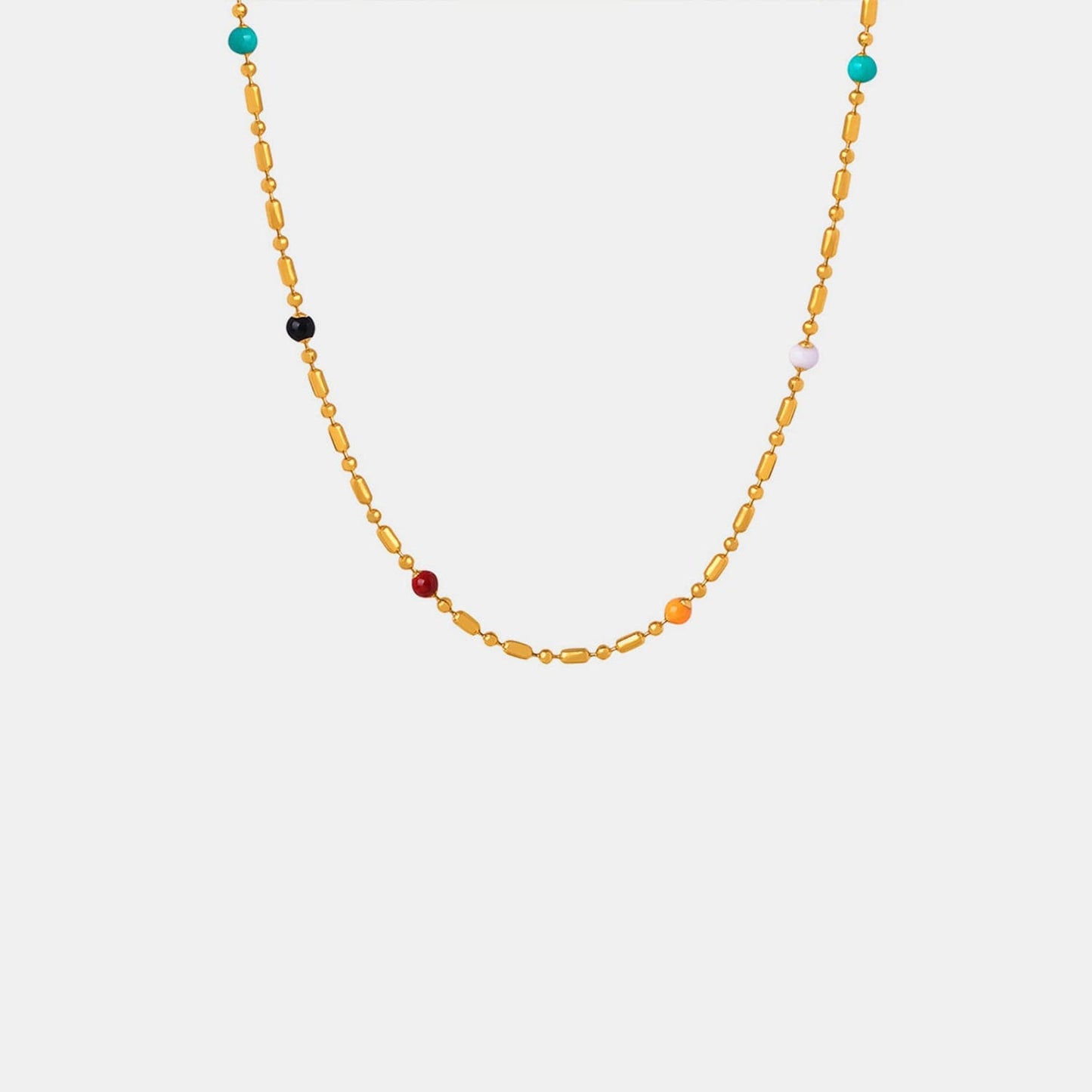 18K Gold-Plated Oil Drip Bead Necklace.