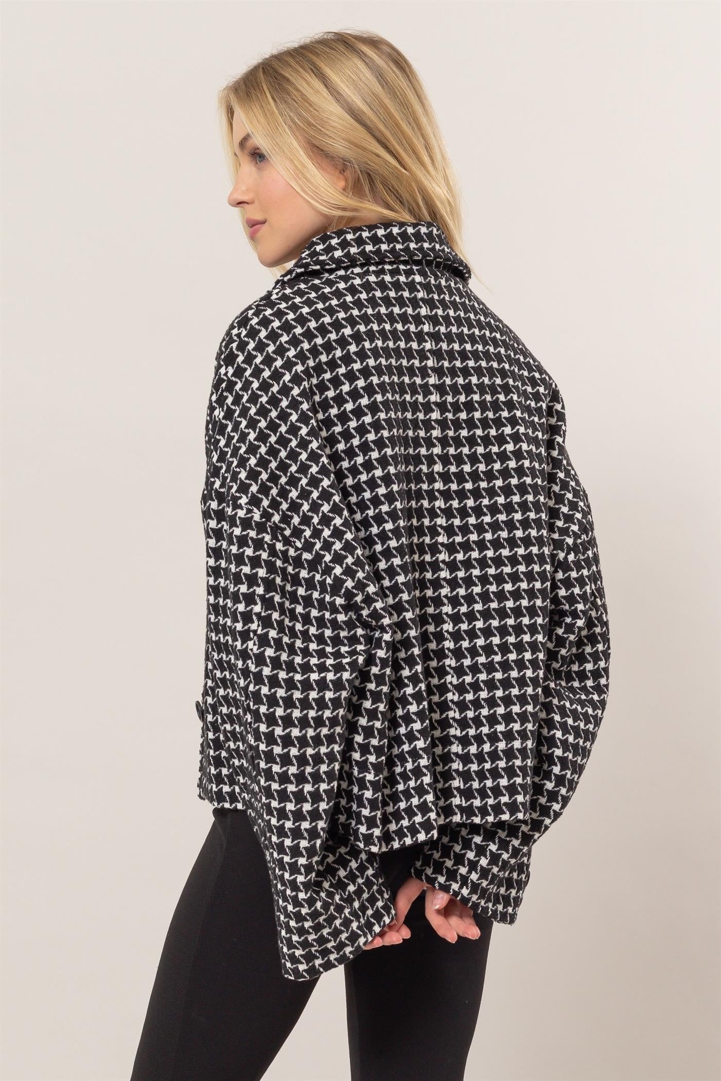 HYFVE Tweed Plaid Button Up Collared Neck Jacket Coco’s Tee Boutique
