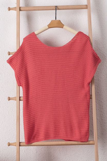 Boat Neck Short Sleeve Sweater.