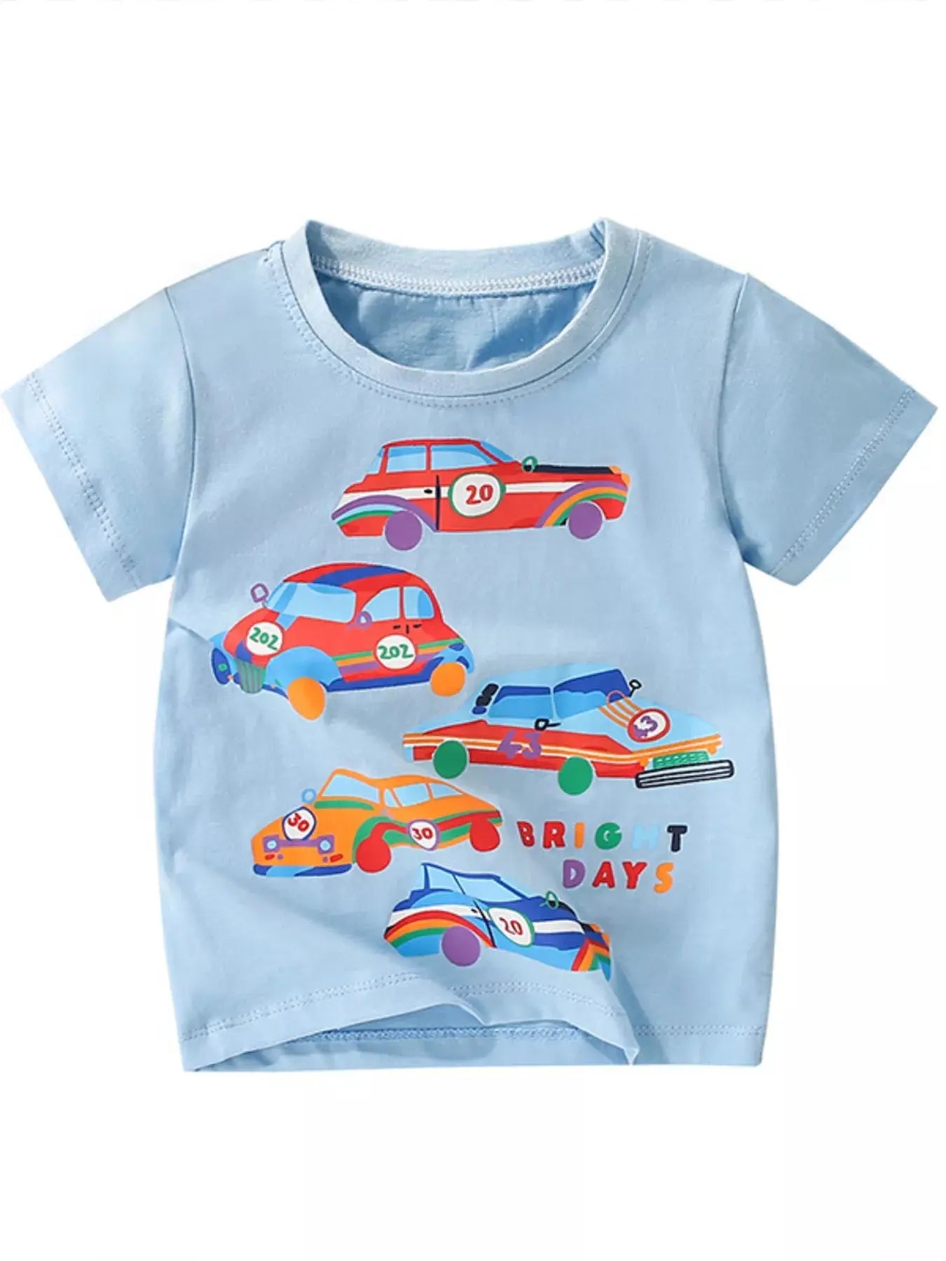 Children's Car Print Crew Neck Short Sleeve T-Shirt Simply Love