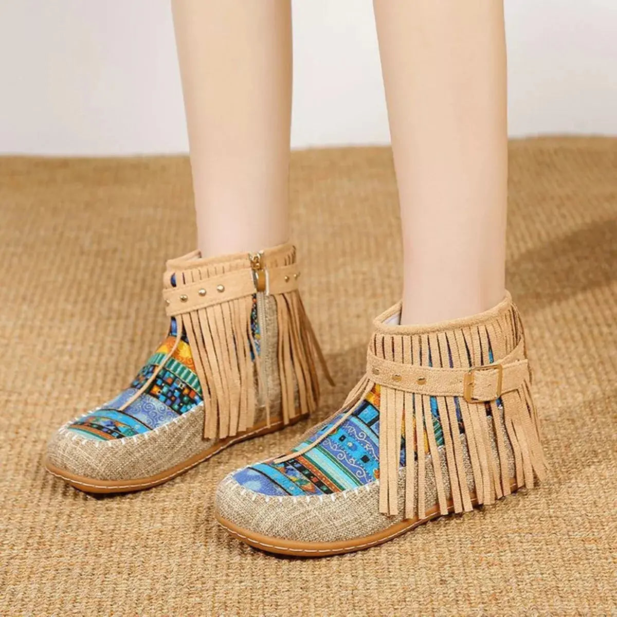 Fringe Side Zipper Ankle Boots Simply Love