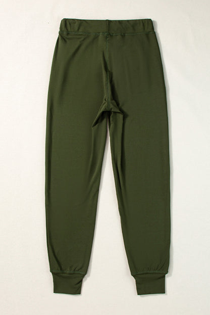 Cozy moss green joggers with drawstring and pockets