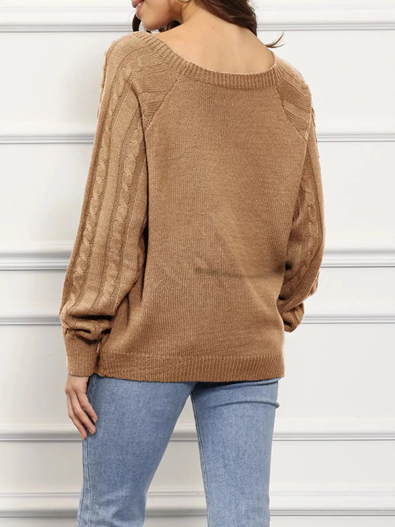 Cable Knit Boat Neck Sweater Simply Love