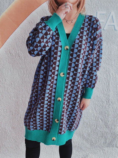 Geometric cardigan with trim