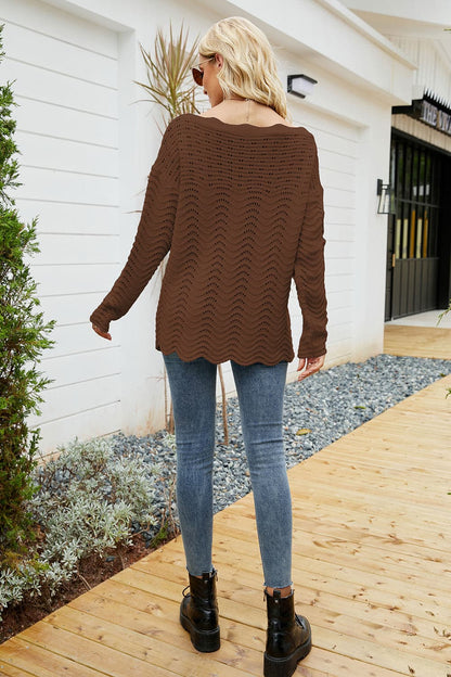 Round Neck Drop Shoulder Sweater.