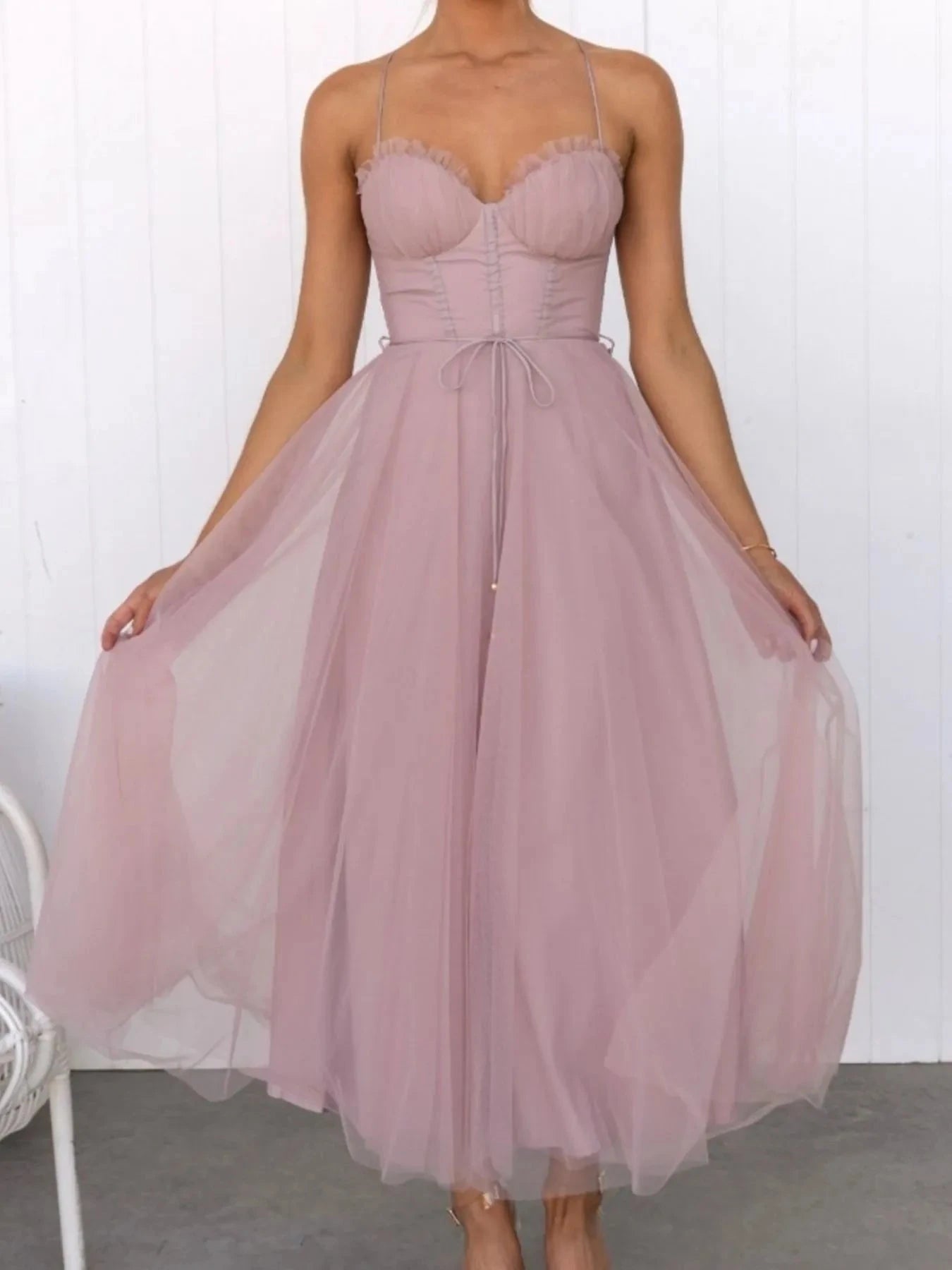 Sweetheart Neck Tulle Midi Dress Coco’s Tee Boutique