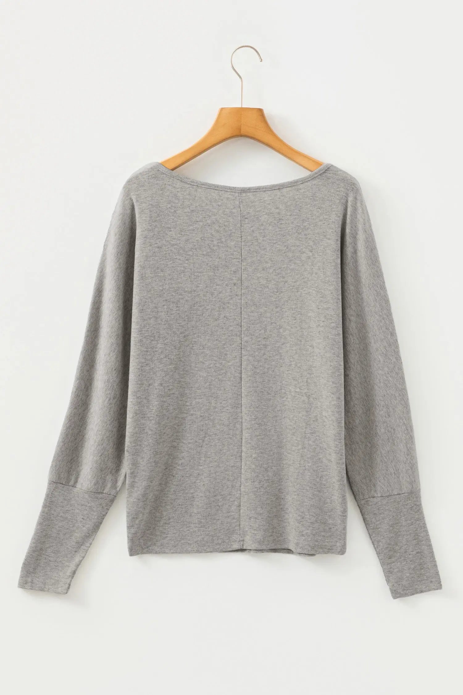 Light Grey Solid Color Extended Cuffs Long Sleeve Top Dear-Lover Dropshipping