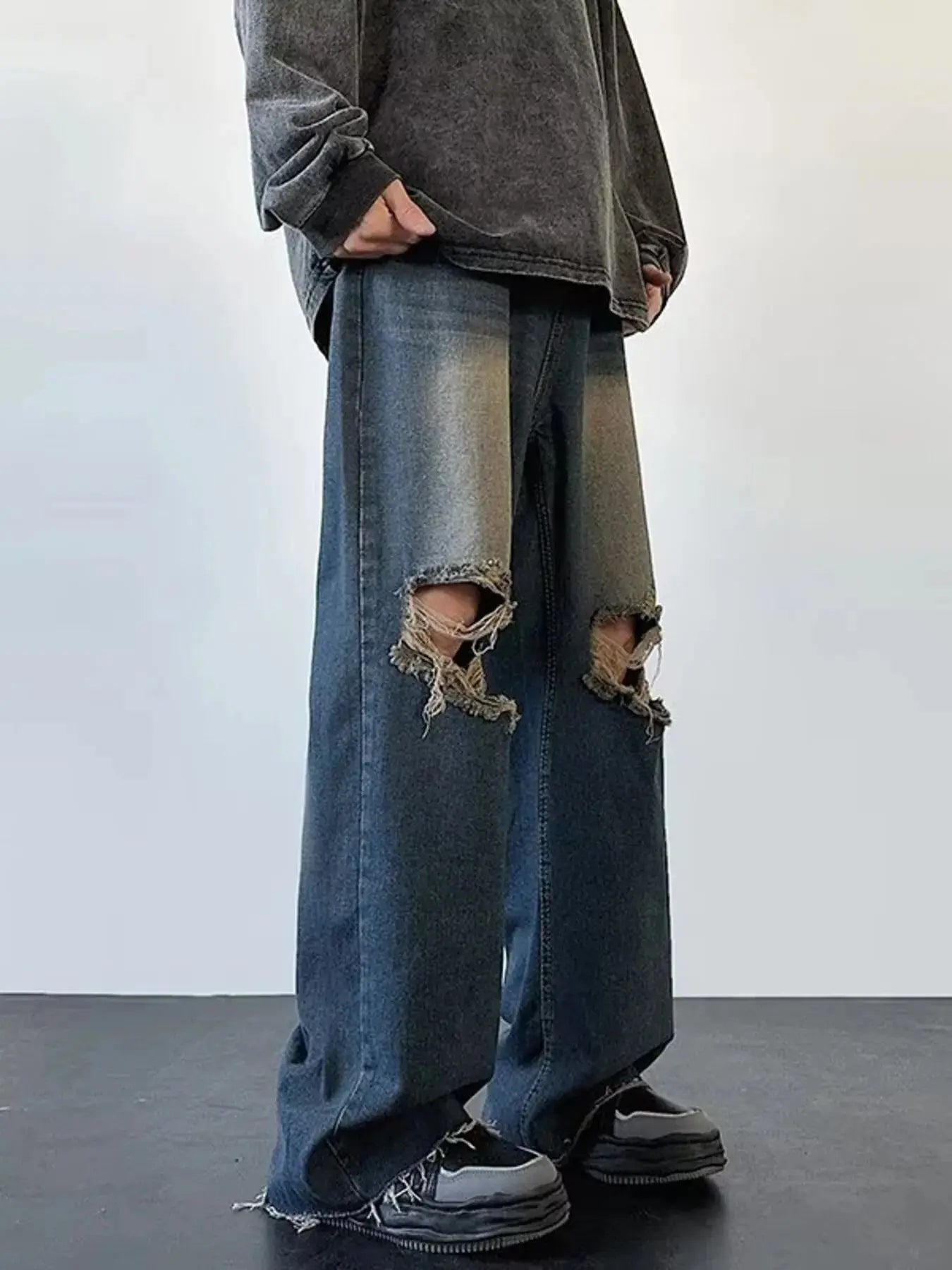 Men's Full Size Distressed Wide Leg Jeans Plus Size Simply Love