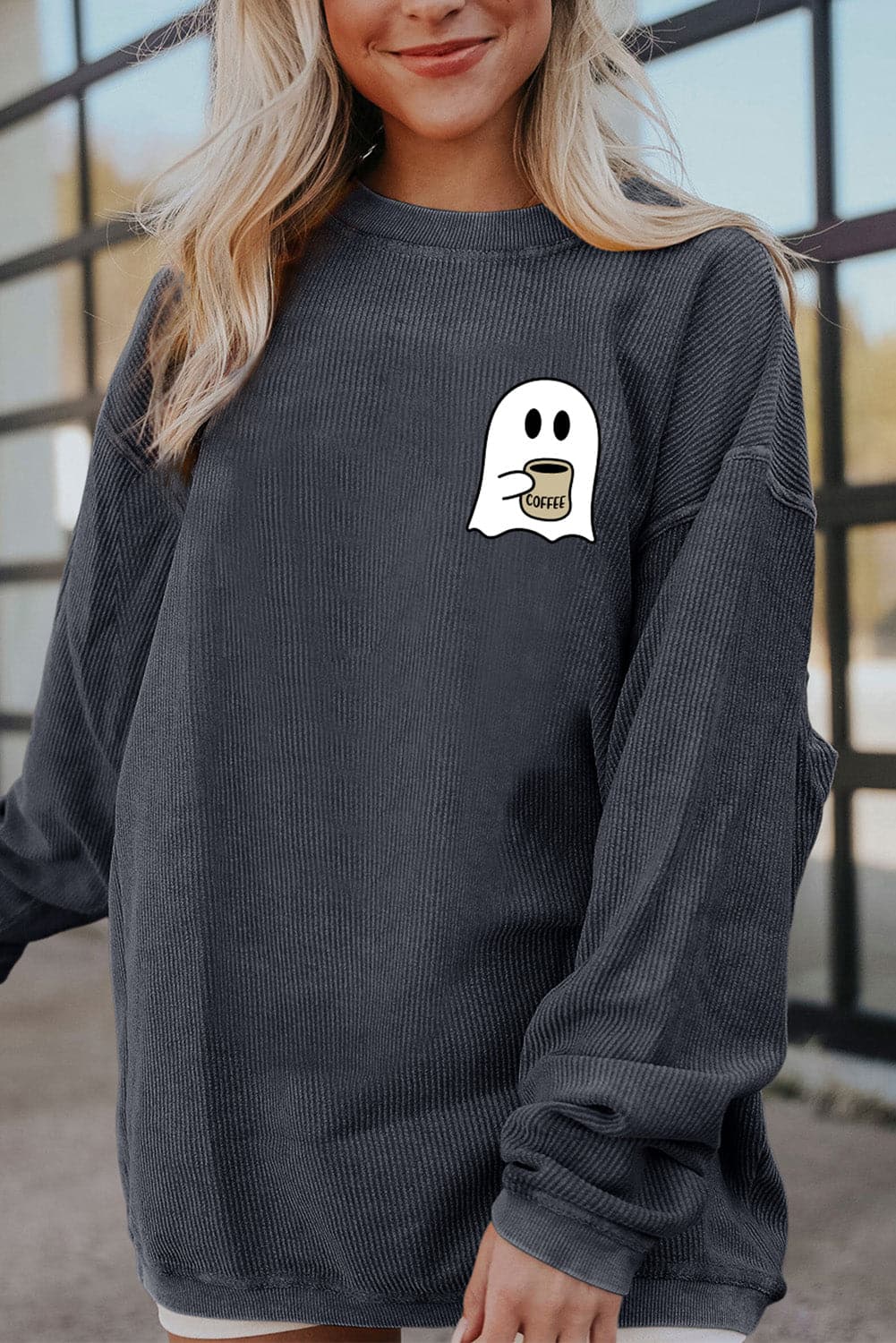 Hauntingly Stylish Ghost Graphic Sweatshirt