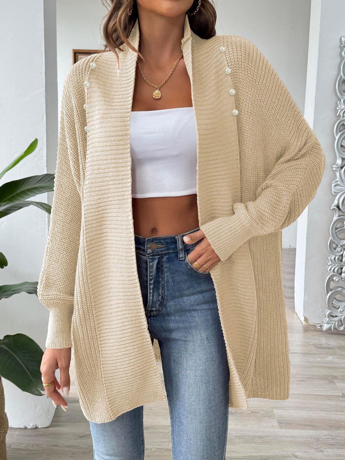 Cozy open front cardigan - 100% acrylic